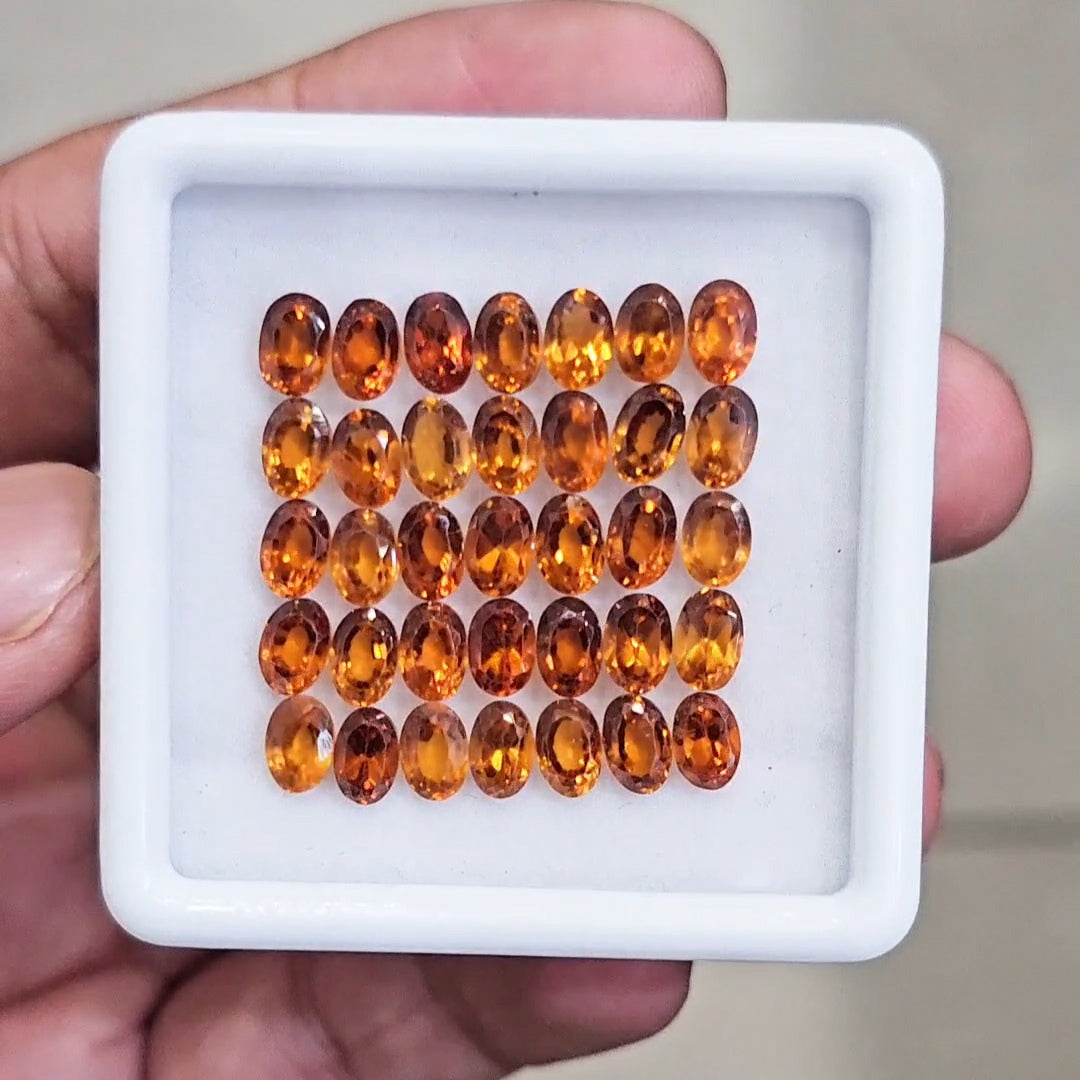 35 Pcs Of Natural Hessonite Garnet Faceted | Shape: Oval | Size:6x4mm - The LabradoriteKing