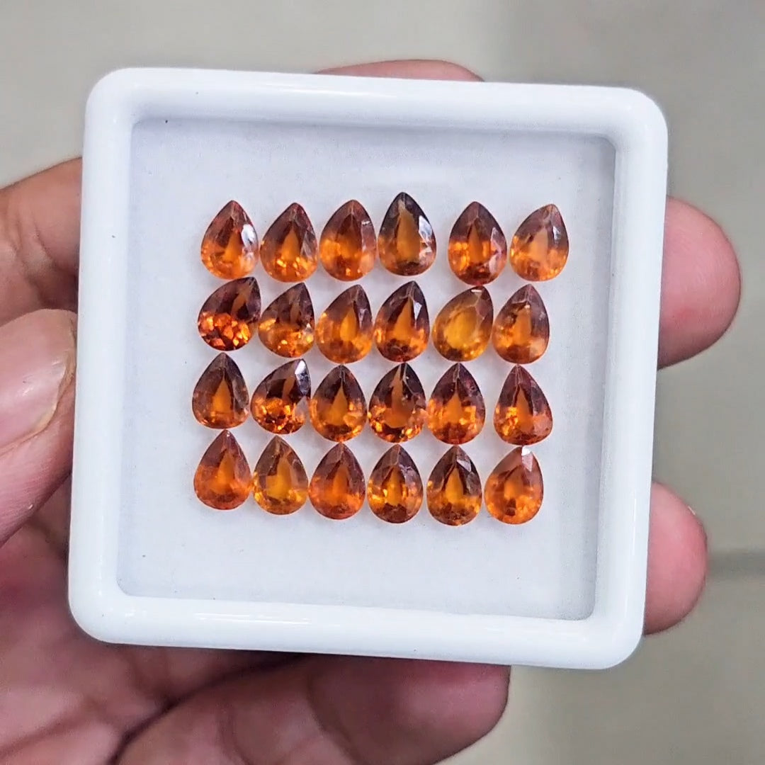 24 Pcs Of Natural Hessonite Garnet Faceted | Pear | Size:7x5mm - The LabradoriteKing
