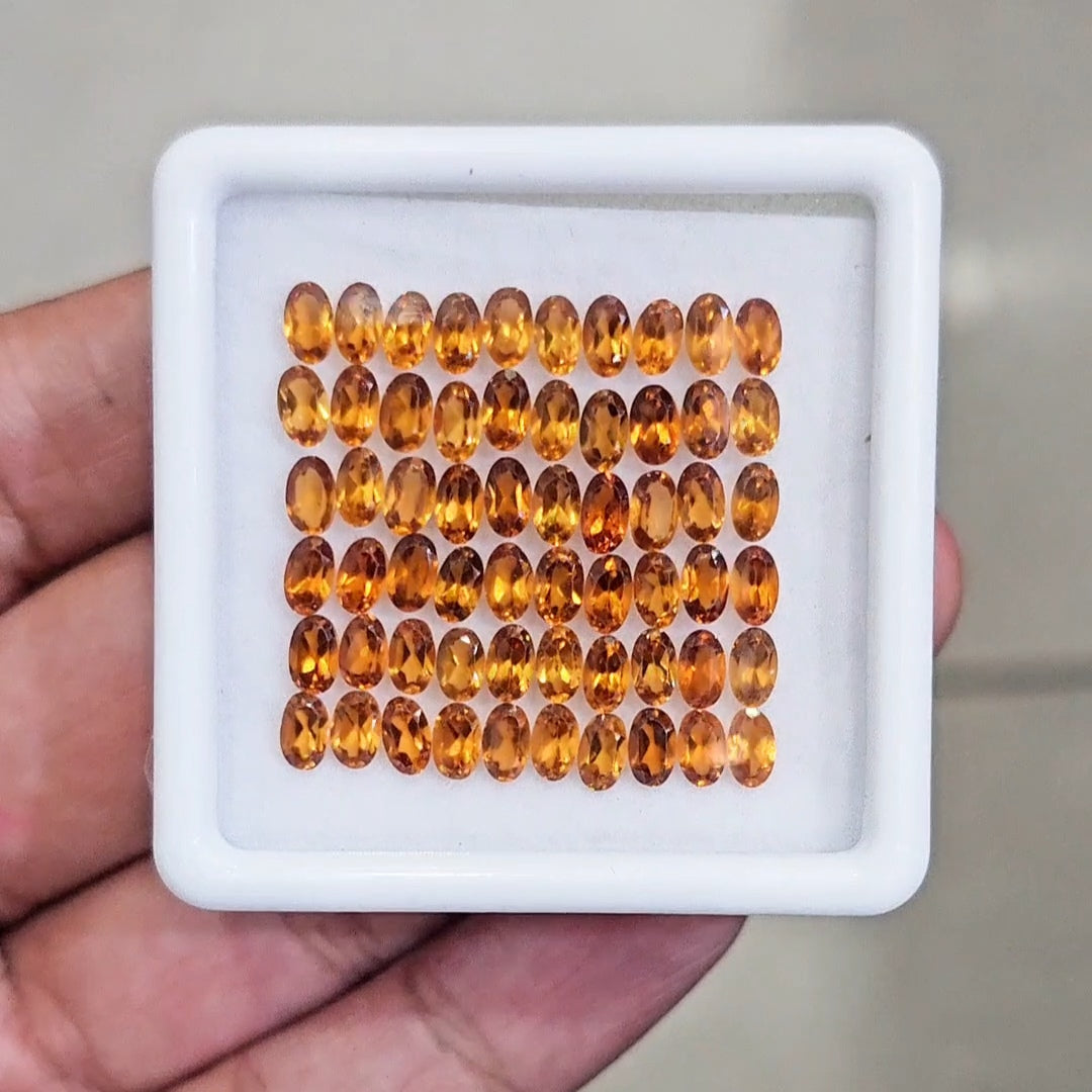 60 Pcs Of Natural Hessonite Garnet Faceted | Shape: Oval | Size:5x3mm - The LabradoriteKing