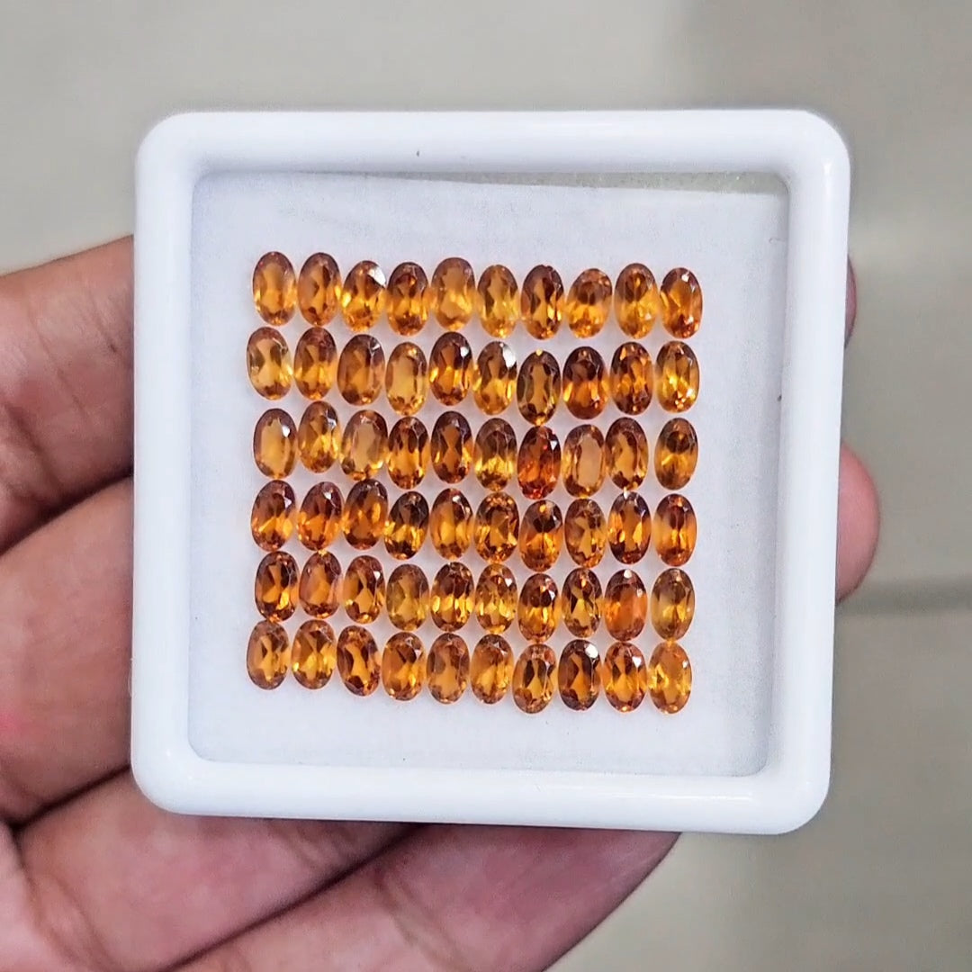 60 Pcs Of Natural Hessonite Garnet Faceted | Shape: Oval | Size:5x3mm - The LabradoriteKing