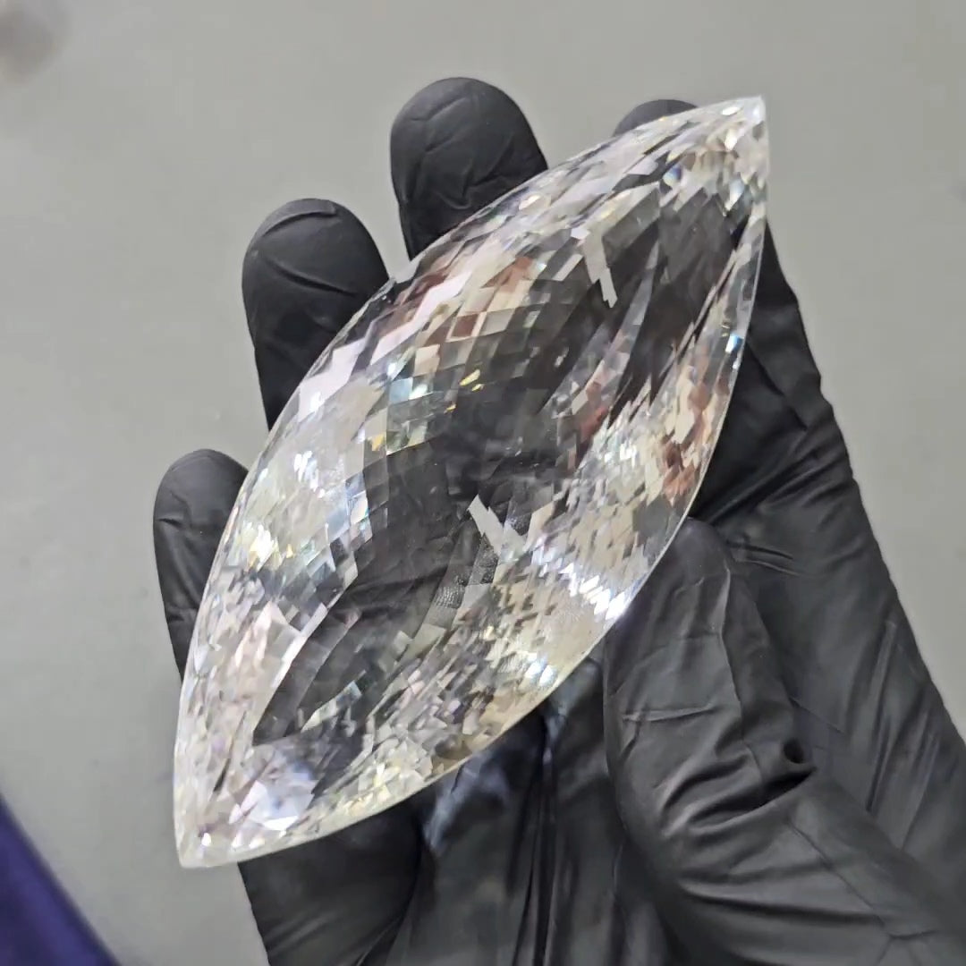838Cts | Natural Jambo Clear Quartz Faceted | Marquise | 96x41mm - The LabradoriteKing