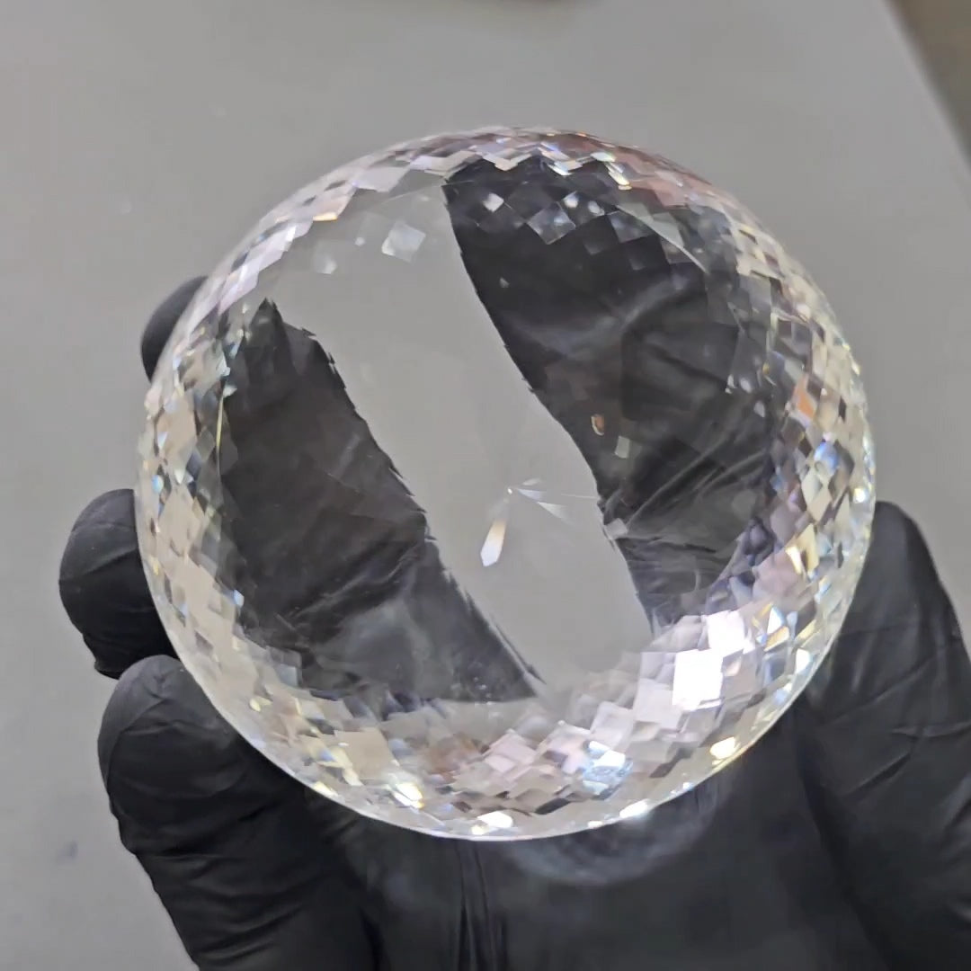 1295Cts | Natural Jambo Clear Quartz Faceted | Round | 75mm - The LabradoriteKing