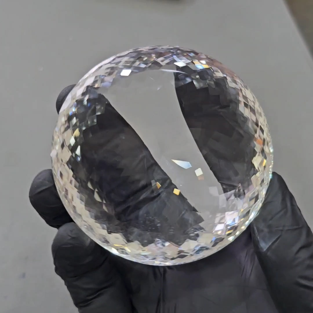 1295Cts | Natural Jambo Clear Quartz Faceted | Round | 75mm - The LabradoriteKing