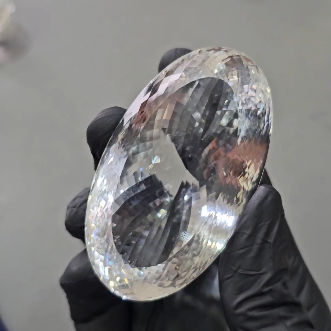 768Cts | Natural Jambo Clear Quartz Faceted | Oval | 75x43mm - The LabradoriteKing