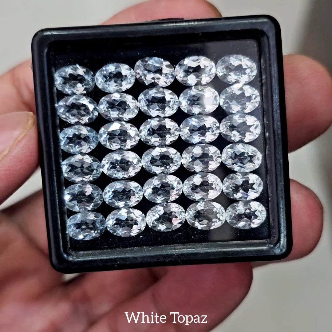 30pcs of Natural White Topaz Faceted  | Oval | Size: 7x5mm