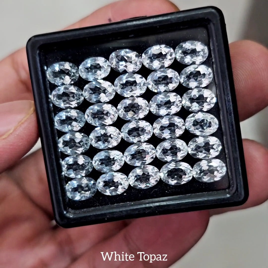 30pcs of Natural White Topaz Faceted  | Oval | Size: 7x5mm
