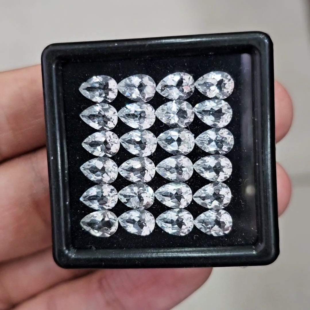 24pcs of Natural White Topaz Faceted  | Pear | Size: 7x5mm