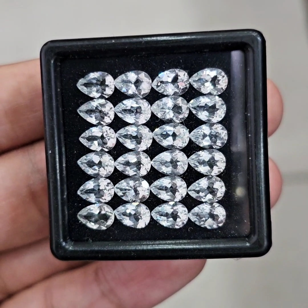 24pcs of Natural White Topaz Faceted  | Pear | Size: 7x5mm