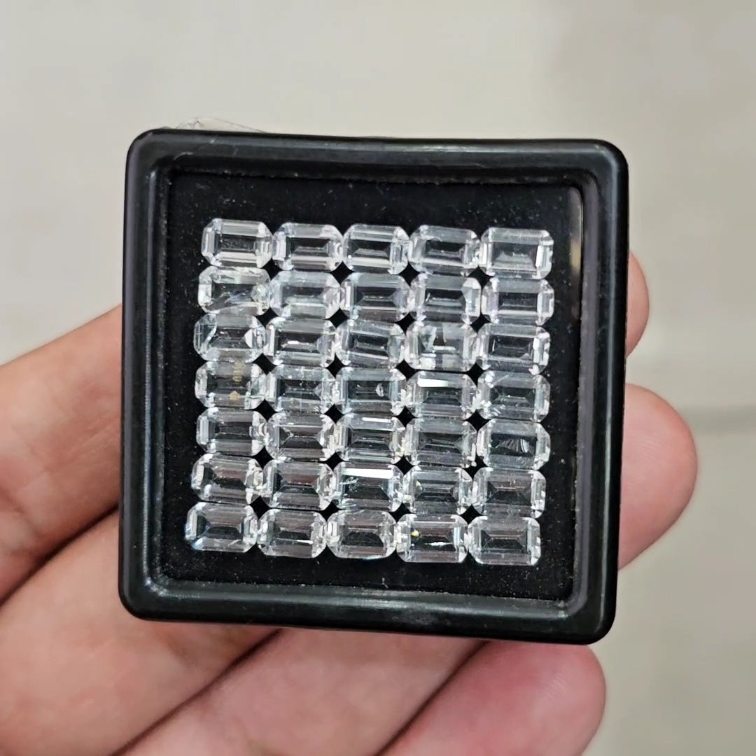 35pcs of Natural White Topaz Faceted  | Rectangle | Size: 6x4mm