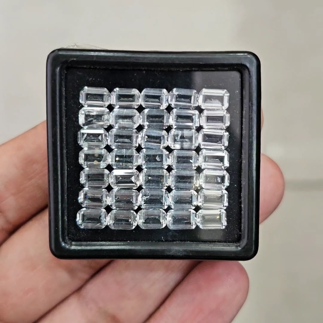 35pcs of Natural White Topaz Faceted  | Rectangle | Size: 6x4mm