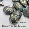 100 Gram sof Natural Pyrite Over Turqouise Cabochons |15-18 Pcs | 15-30mm