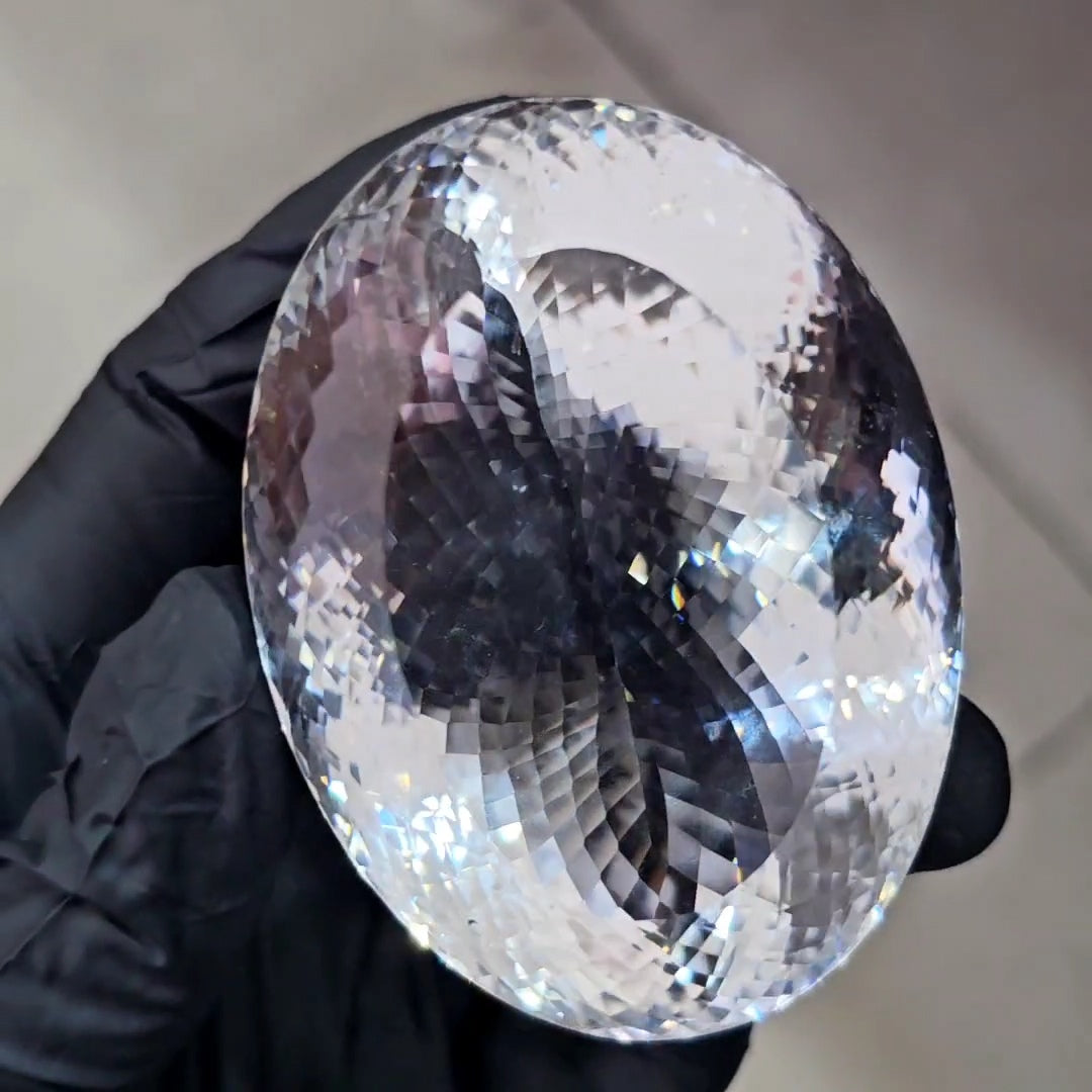 839Cts | Natural Jambo Clear Quartz Faceted | Oval | 67x49mm