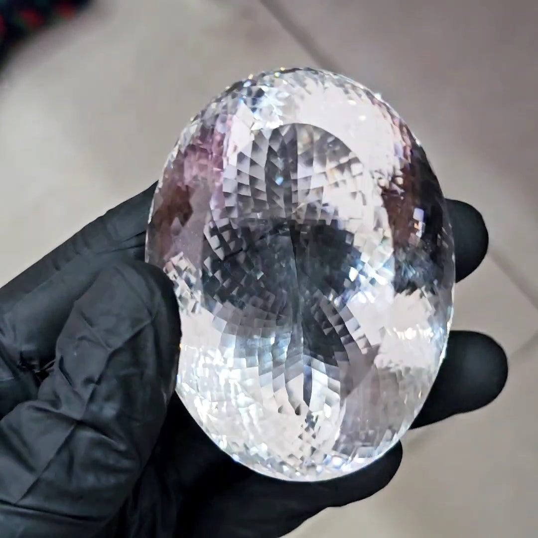 839Cts | Natural Jambo Clear Quartz Faceted | Oval | 67x49mm