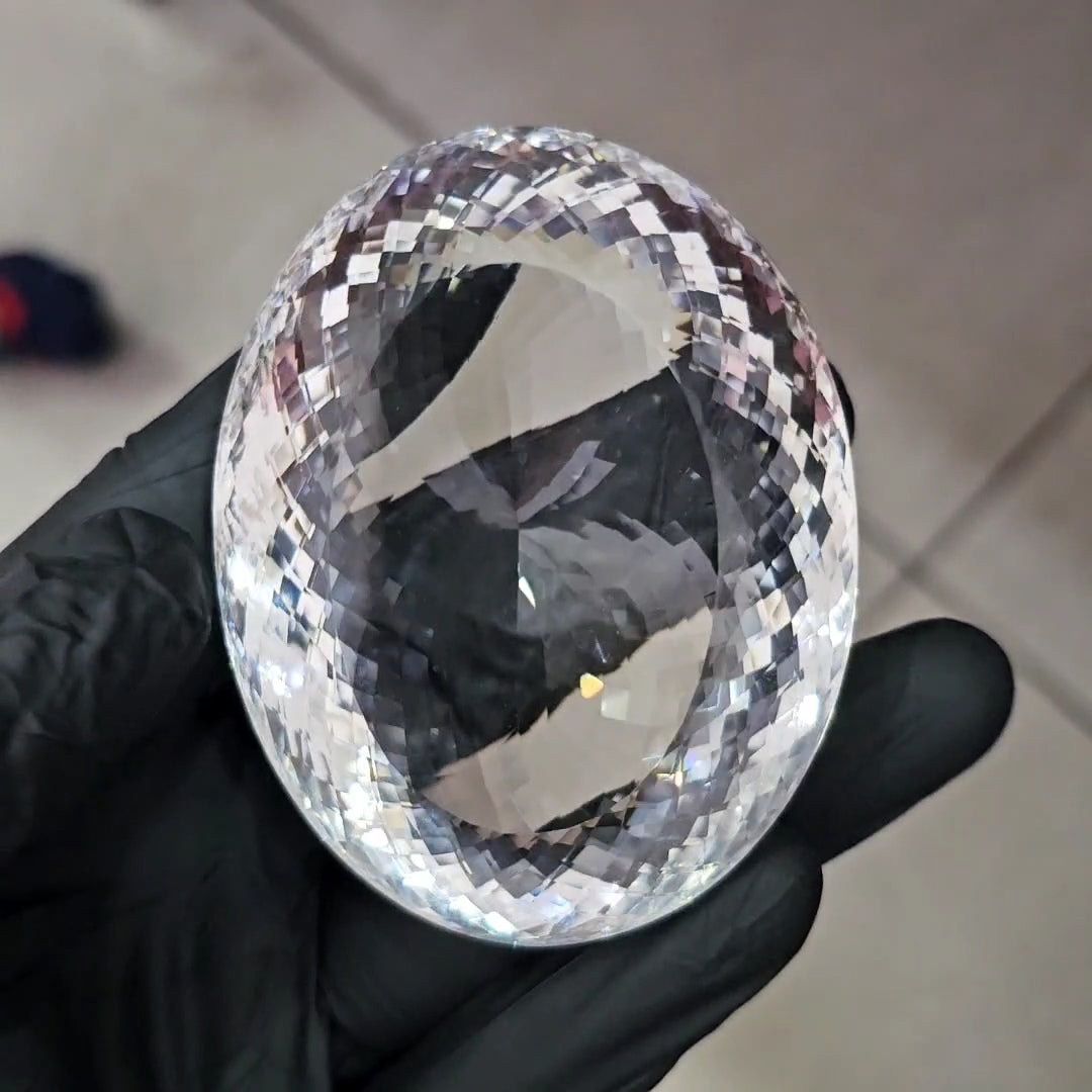 1000Cts | Natural Jambo Clear Quartz Faceted | Oval | 72x56mm