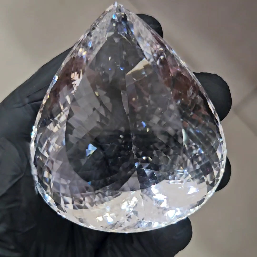539Cts | Natural Jambo Clear Quartz Faceted | Pear | 64x35mm