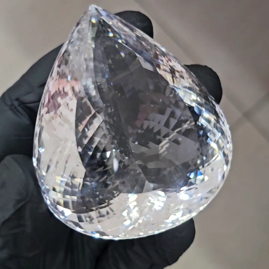 539Cts | Natural Jambo Clear Quartz Faceted | Pear | 64x35mm