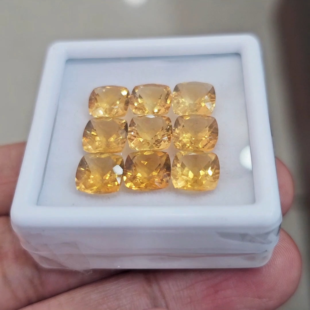 9Pcs Of Natural Citrine Faceted | Square | Size: 8mm