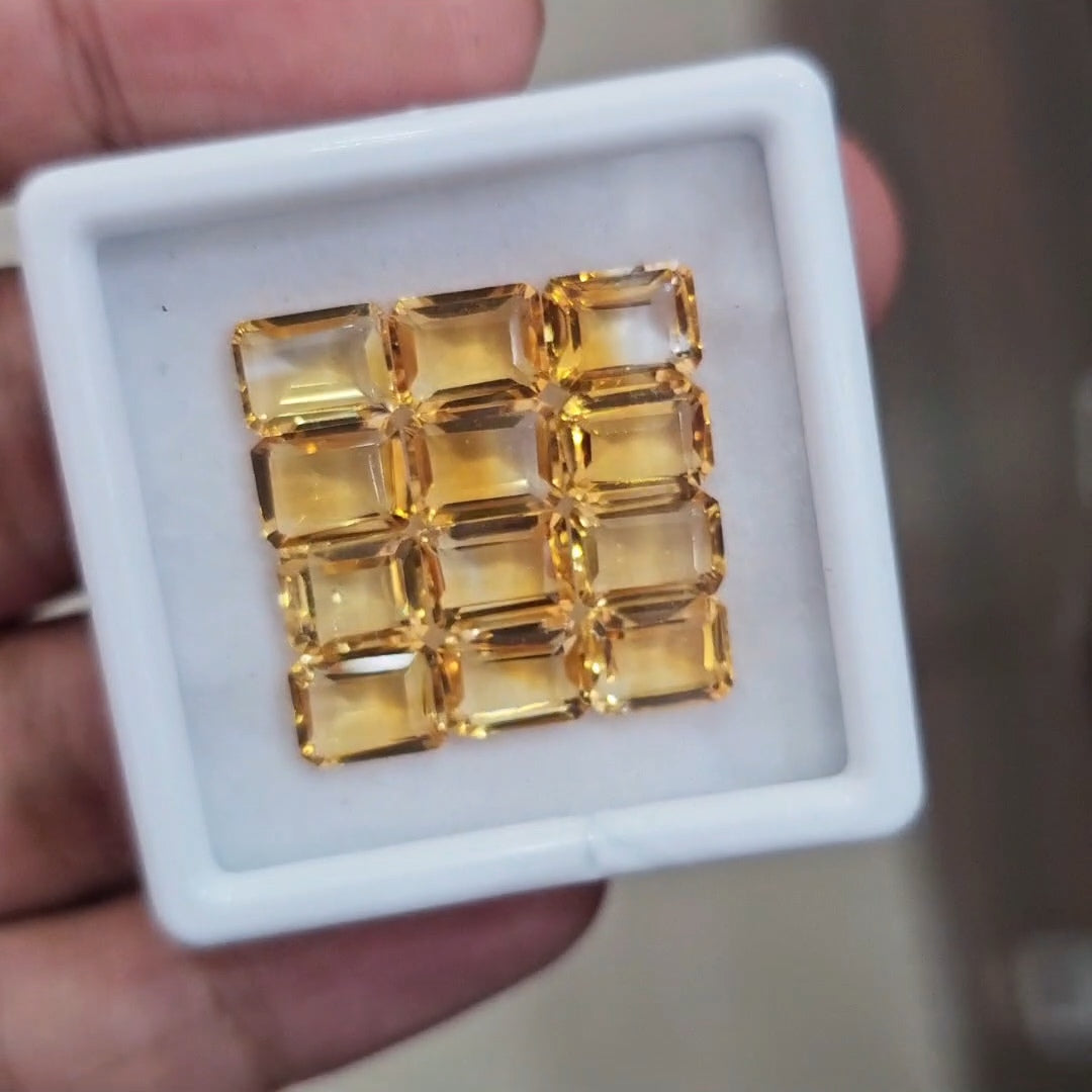 12Pcs Of Natural Citrine Faceted | Rectangle | Size: 8x6mm