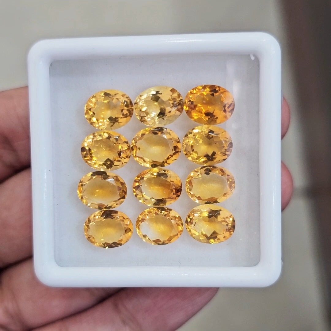 12Pcs Of Natural Citrine Faceted | Oval | Size: 10x8mm