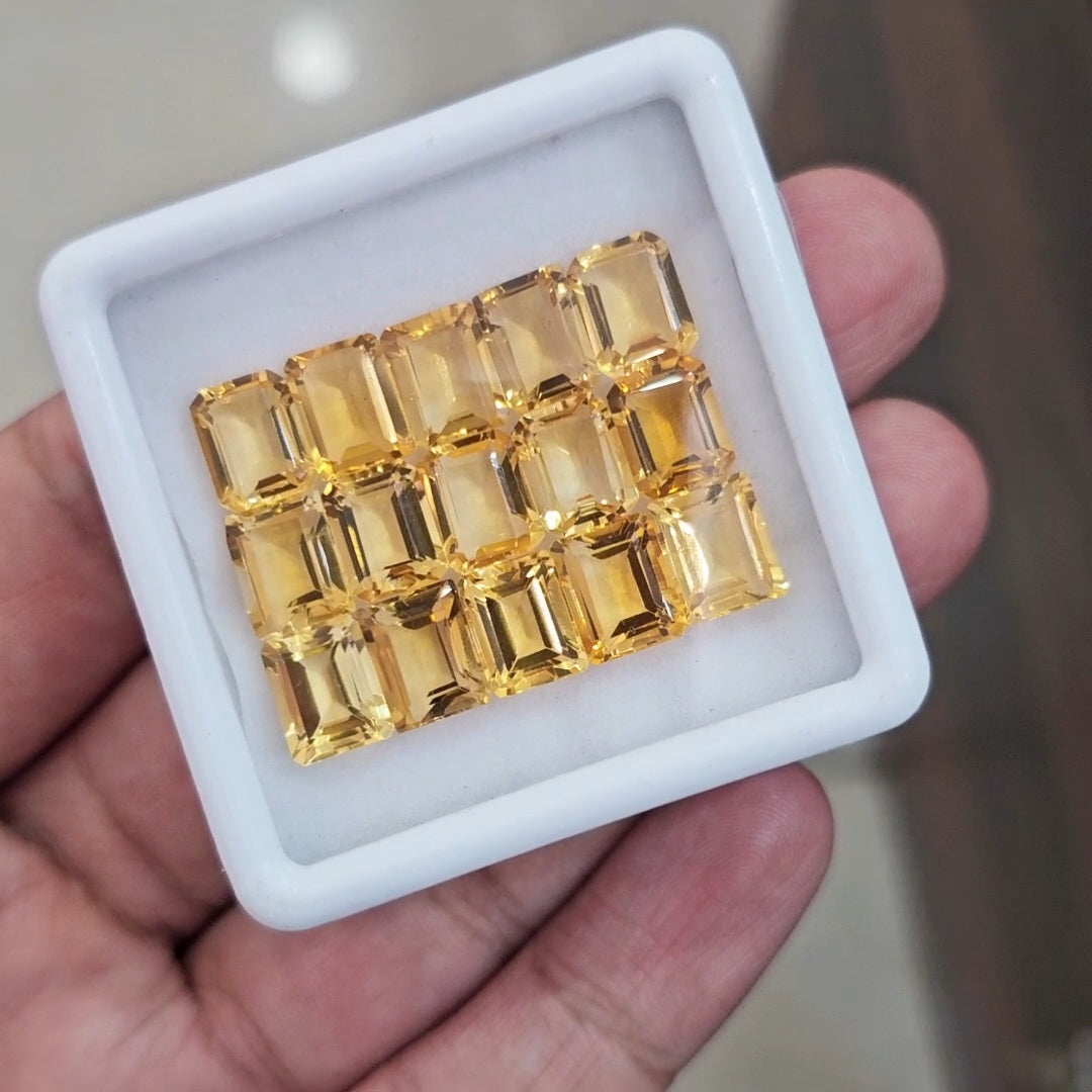 15Pcs Of Natural Citrine Faceted | Rectangle | Size: 9x7mm