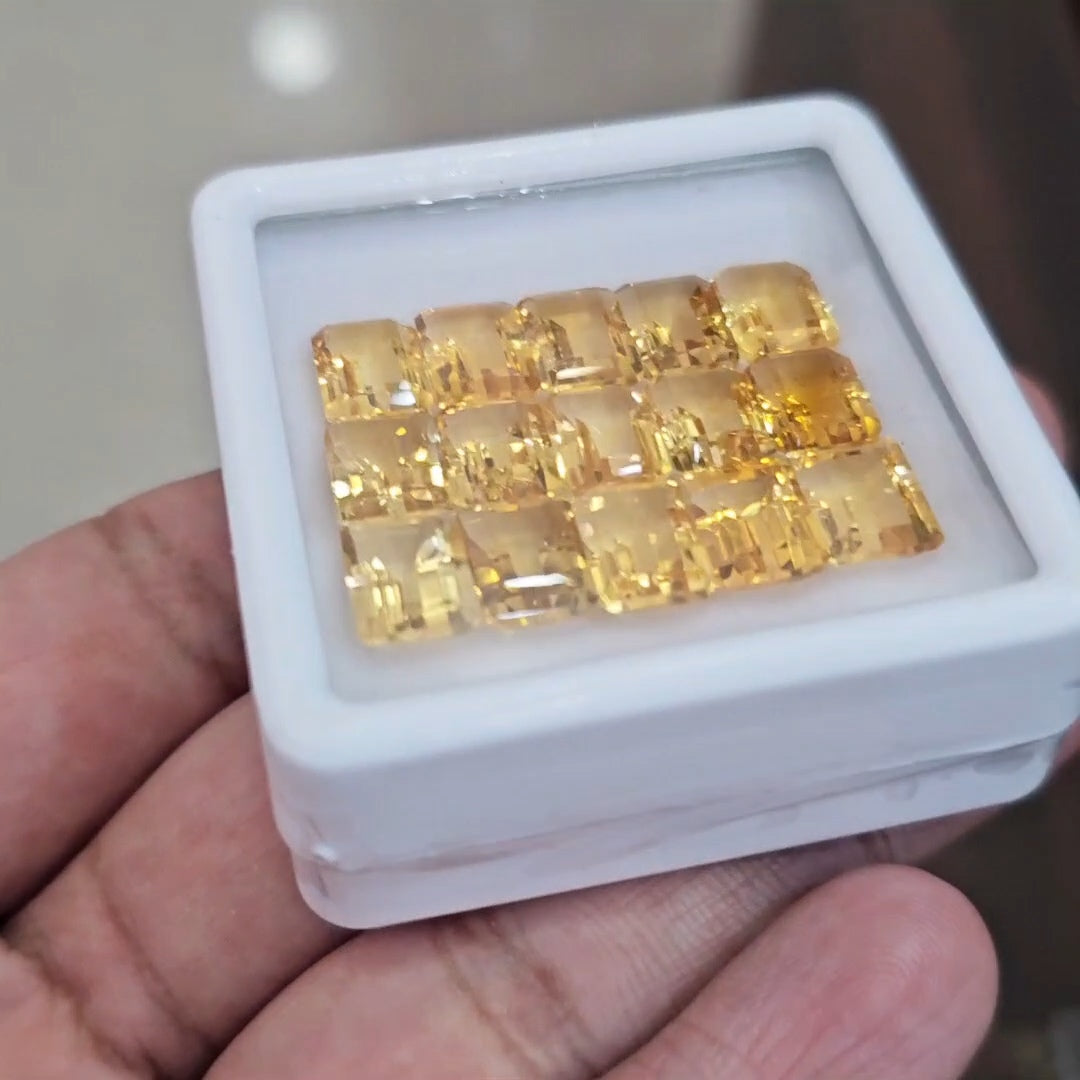 15Pcs Of Natural Citrine Faceted | Rectangle | Size: 9x7mm