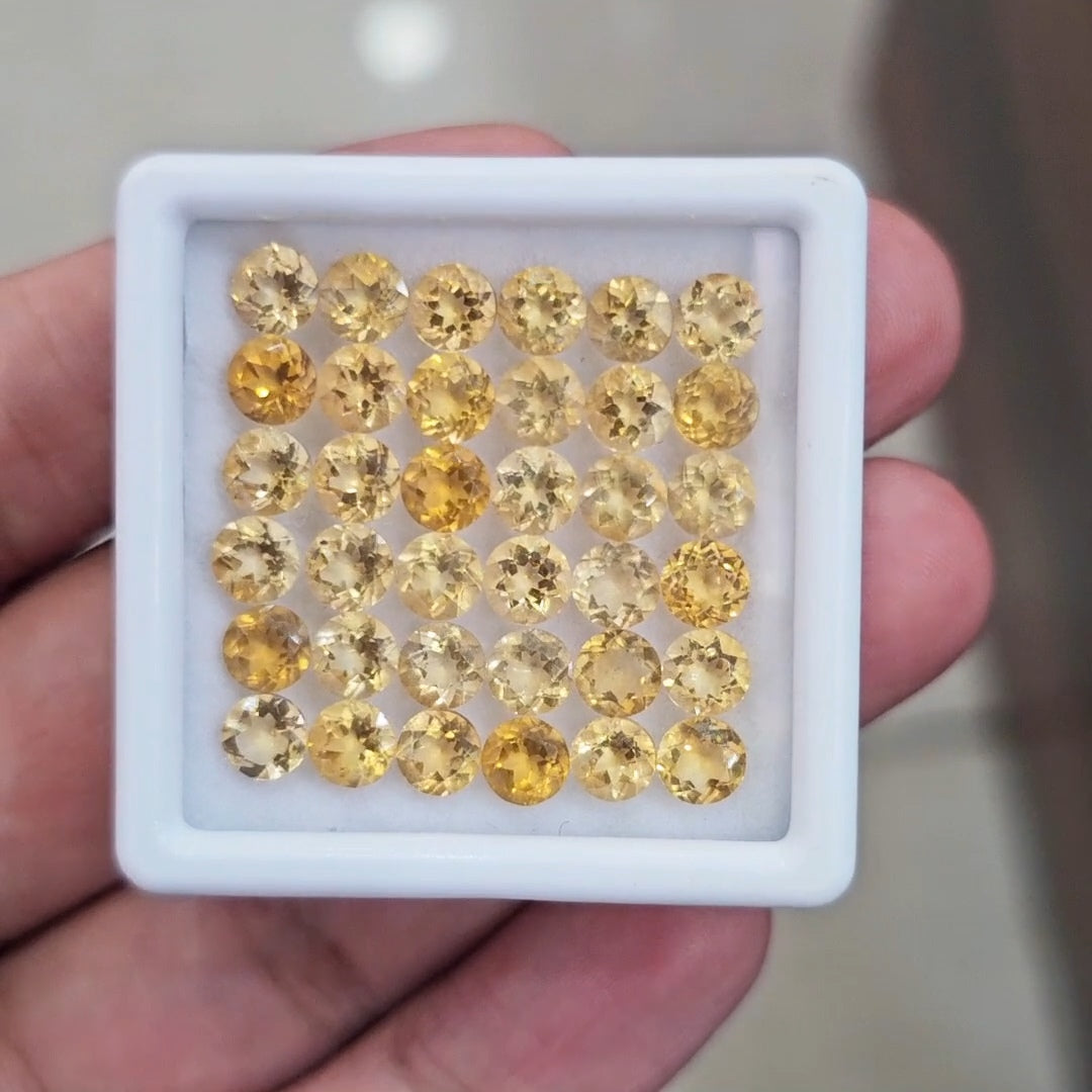 36Pcs Of Natural Citrine Faceted | Round | Size: 5mm