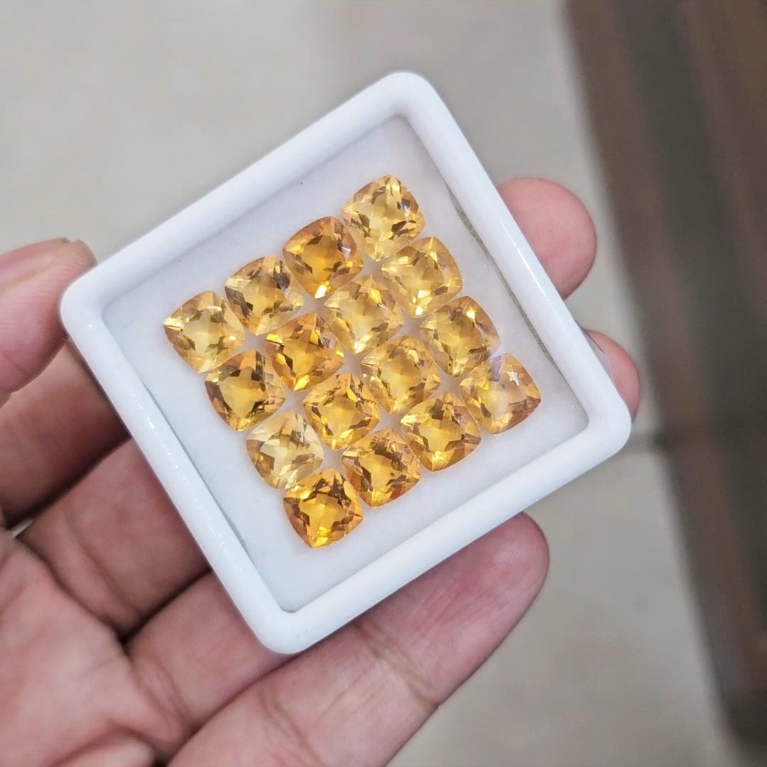 16Pcs Of Natural Citrine Faceted | Square | Size: 8mm