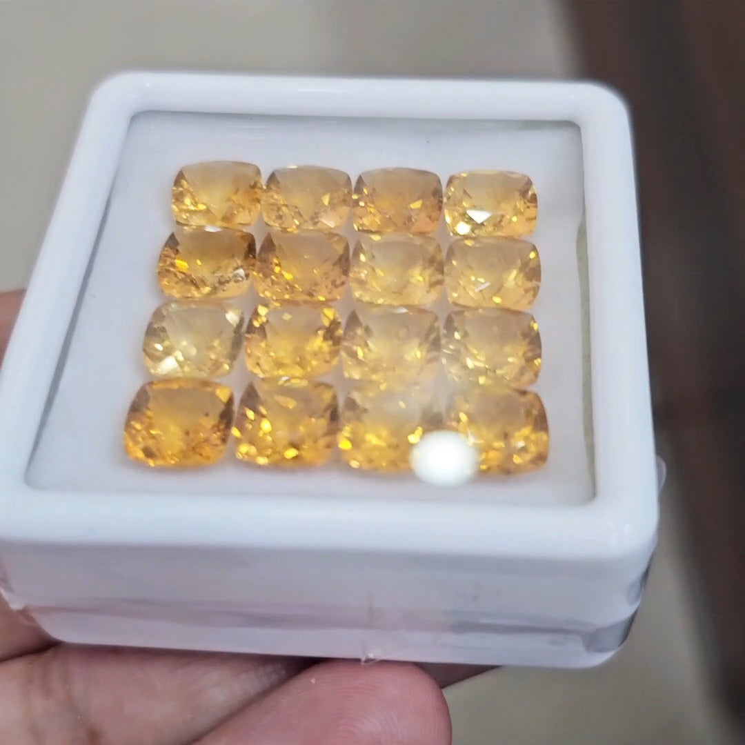 16Pcs Of Natural Citrine Faceted | Square | Size: 8mm