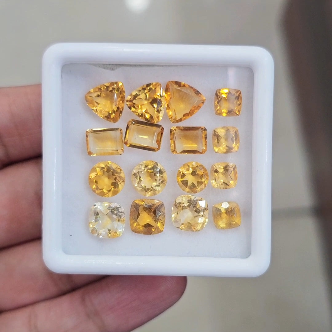 16Pcs Of Natural Citrine Faceted | Shape: Mix | Size: 6-9mm