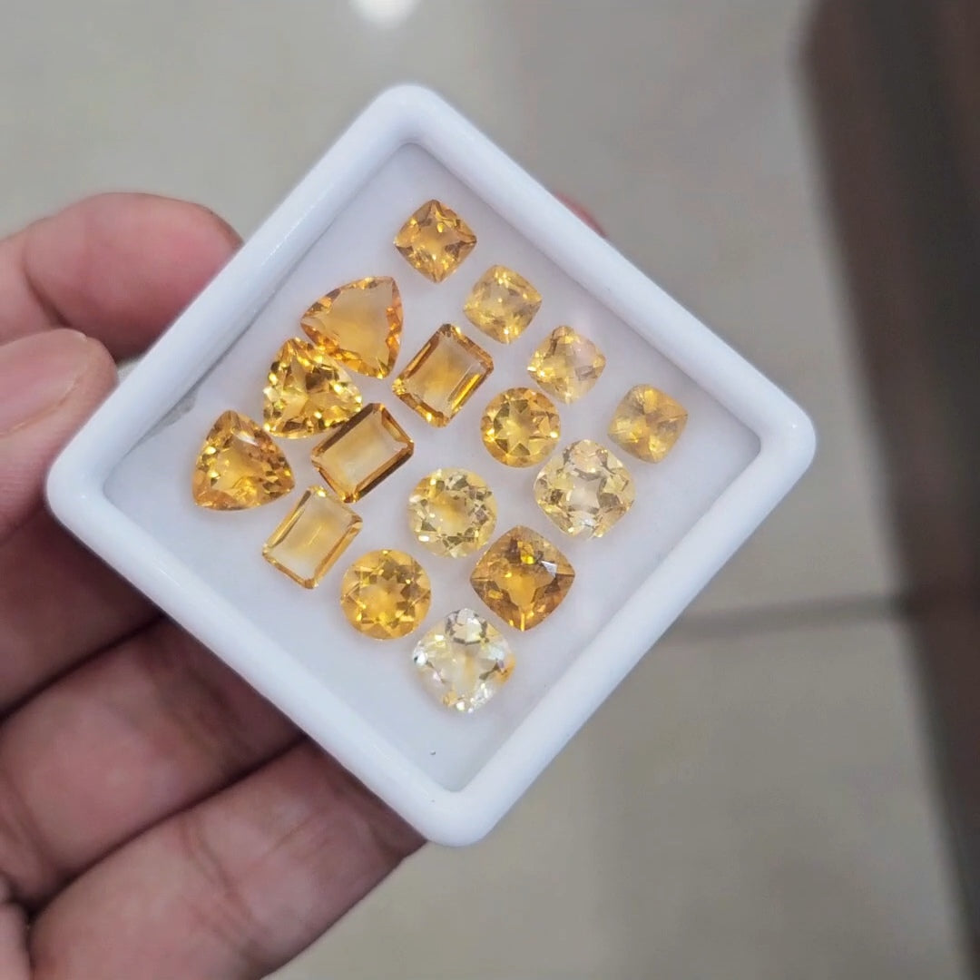16Pcs Of Natural Citrine Faceted | Shape: Mix | Size: 6-9mm