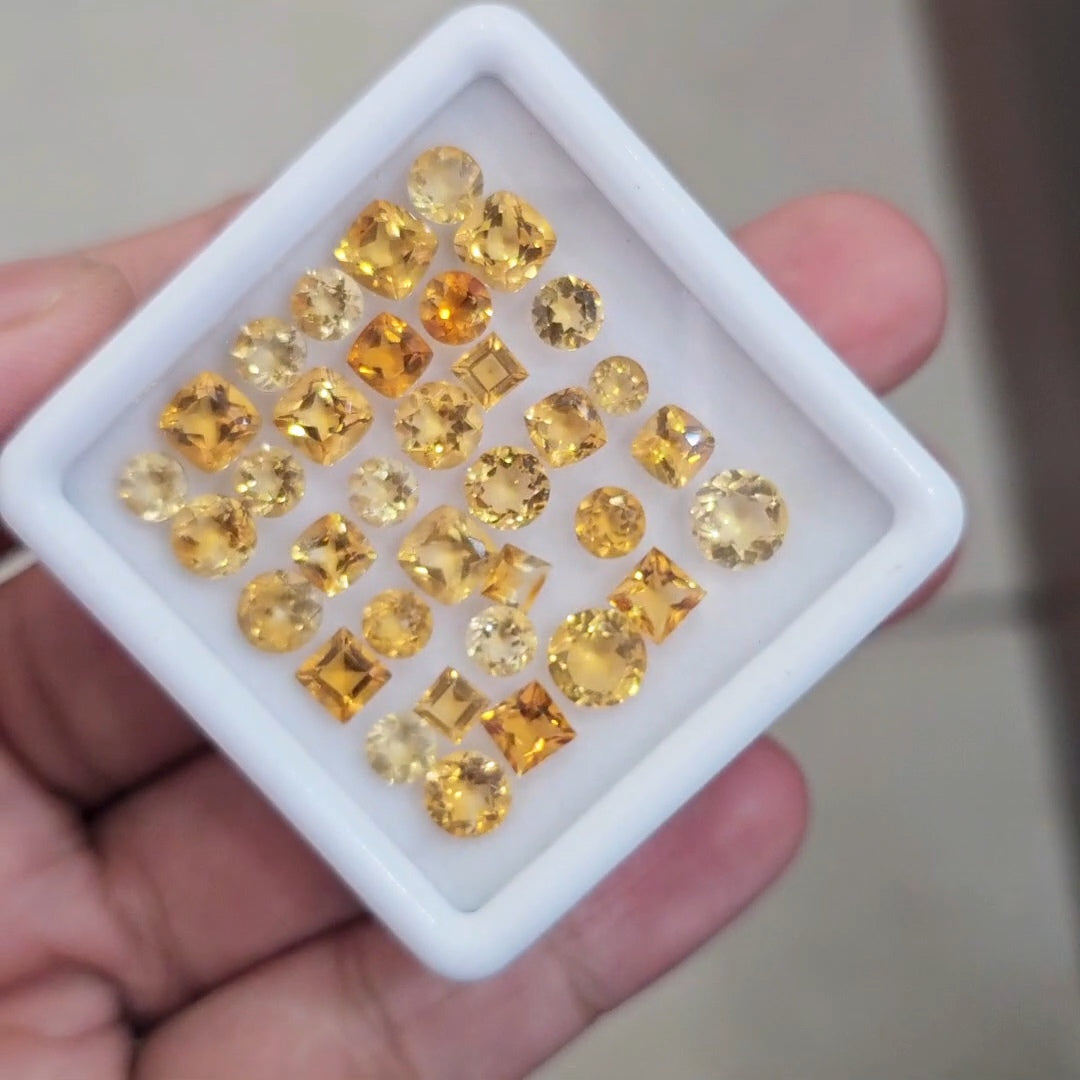 36Pcs Of Natural Citrine Faceted | Shape: Mix | Size: 4-8mm