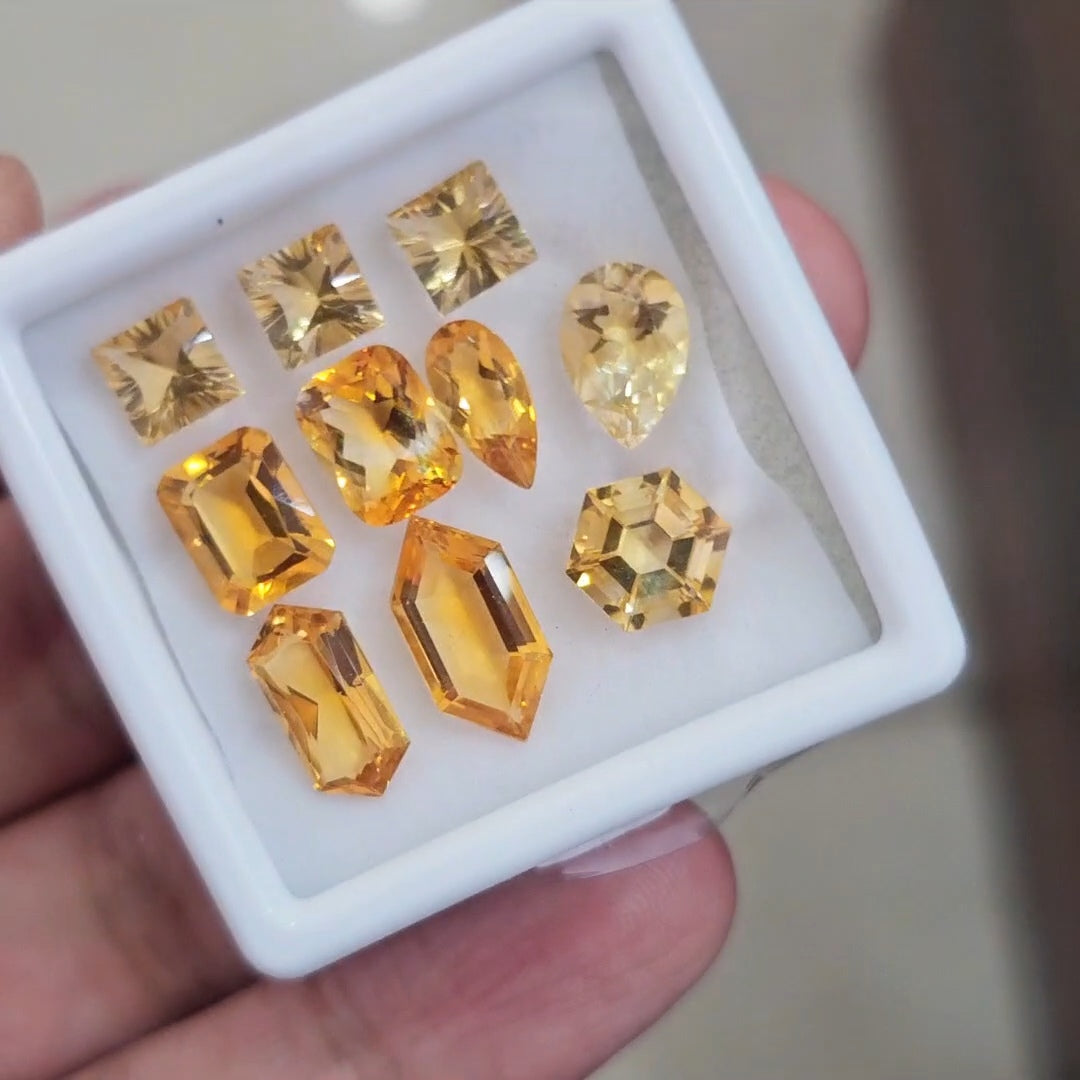 10Pcs Of Natural Citrine Faceted | Shape: Mix | Size: 6-13mm