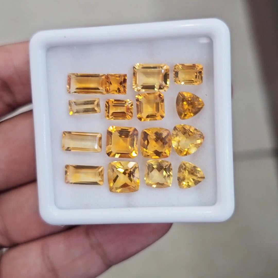 16Pcs Of Natural Citrine Faceted | Shape: Mix | Size: 5-10mm