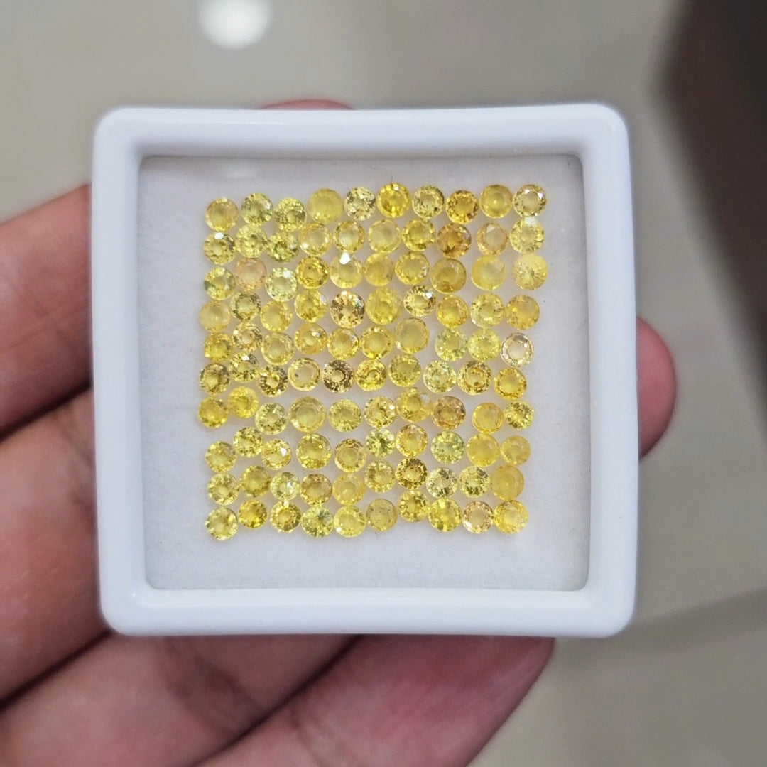 100 Pcs of Natural Yellow Sapphire Faceted | Round | Size:2mm