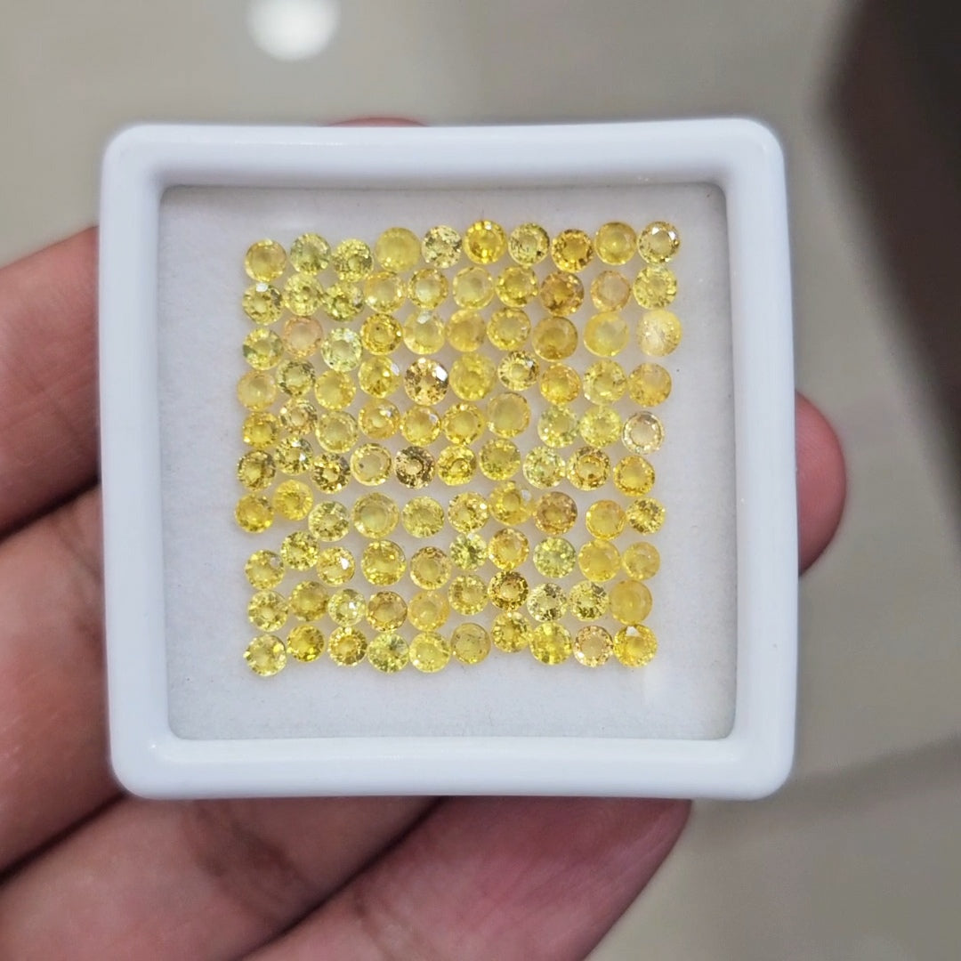 100 Pcs of Natural Yellow Sapphire Faceted | Round | Size:2mm