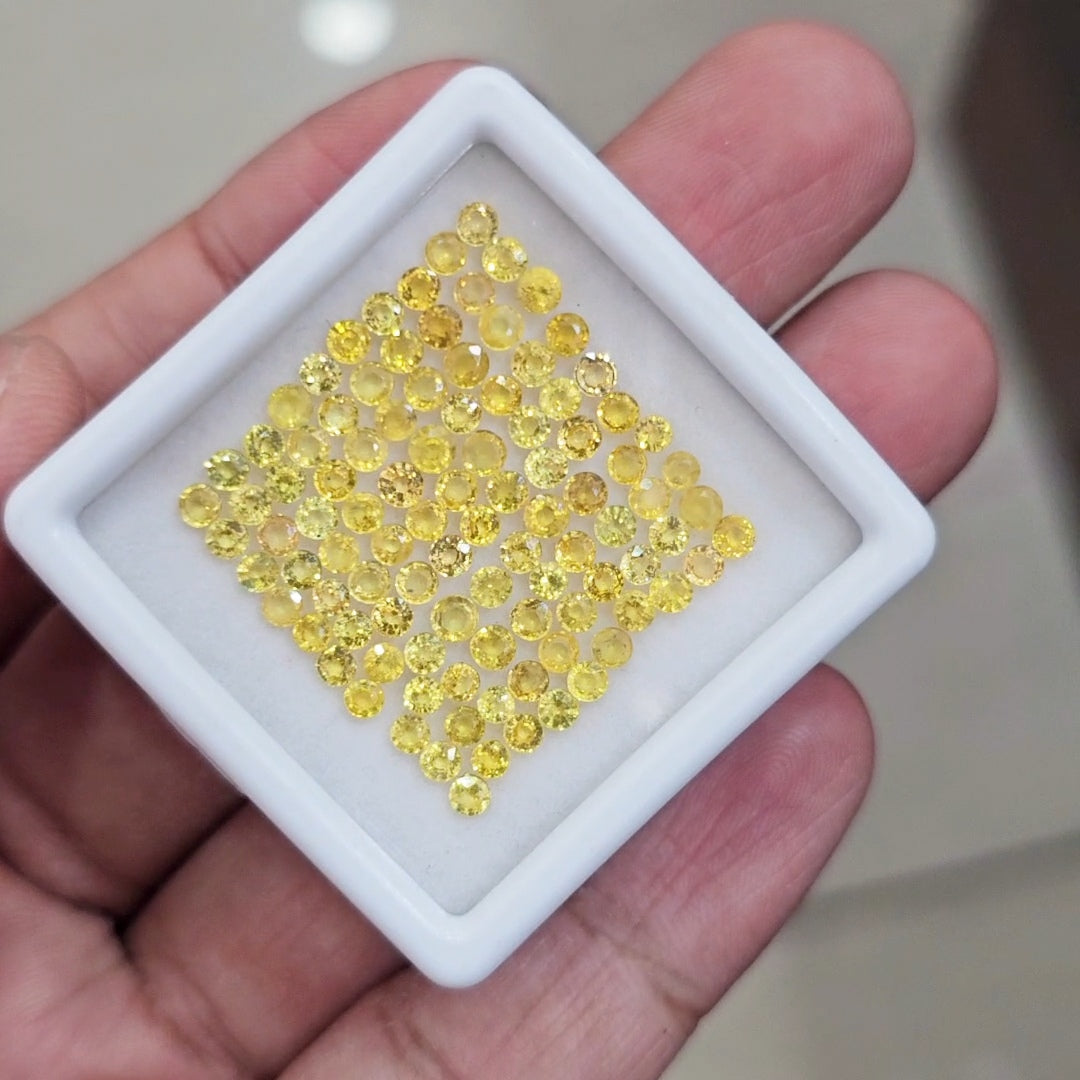100 Pcs of Natural Yellow Sapphire Faceted | Round | Size:2mm
