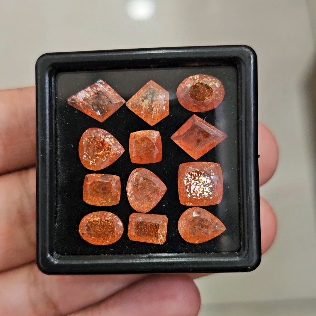12Pcs Natural Sunstone Faceted | Mix Shape | Size: 8-10mm