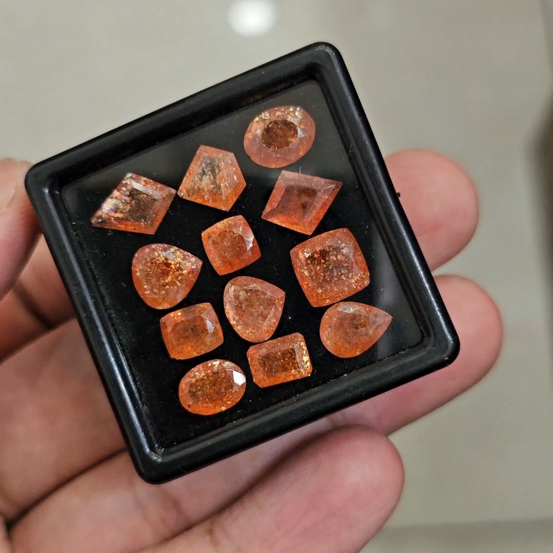 12Pcs Natural Sunstone Faceted | Mix Shape | Size: 8-10mm
