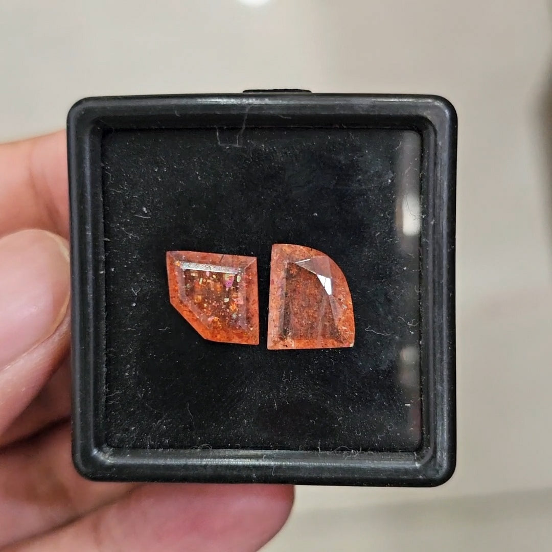 2Pcs Natural Sunstone Faceted | Fancy | Size: 10-12mm