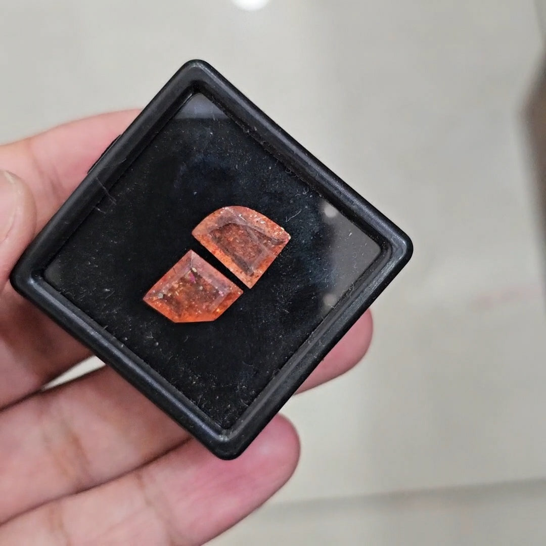 2Pcs Natural Sunstone Faceted | Fancy | Size: 10-12mm