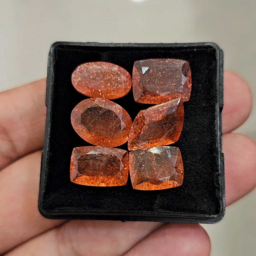 6Pcs Natural Sunstone Faceted | Mux Shape | Size: 10-12mm