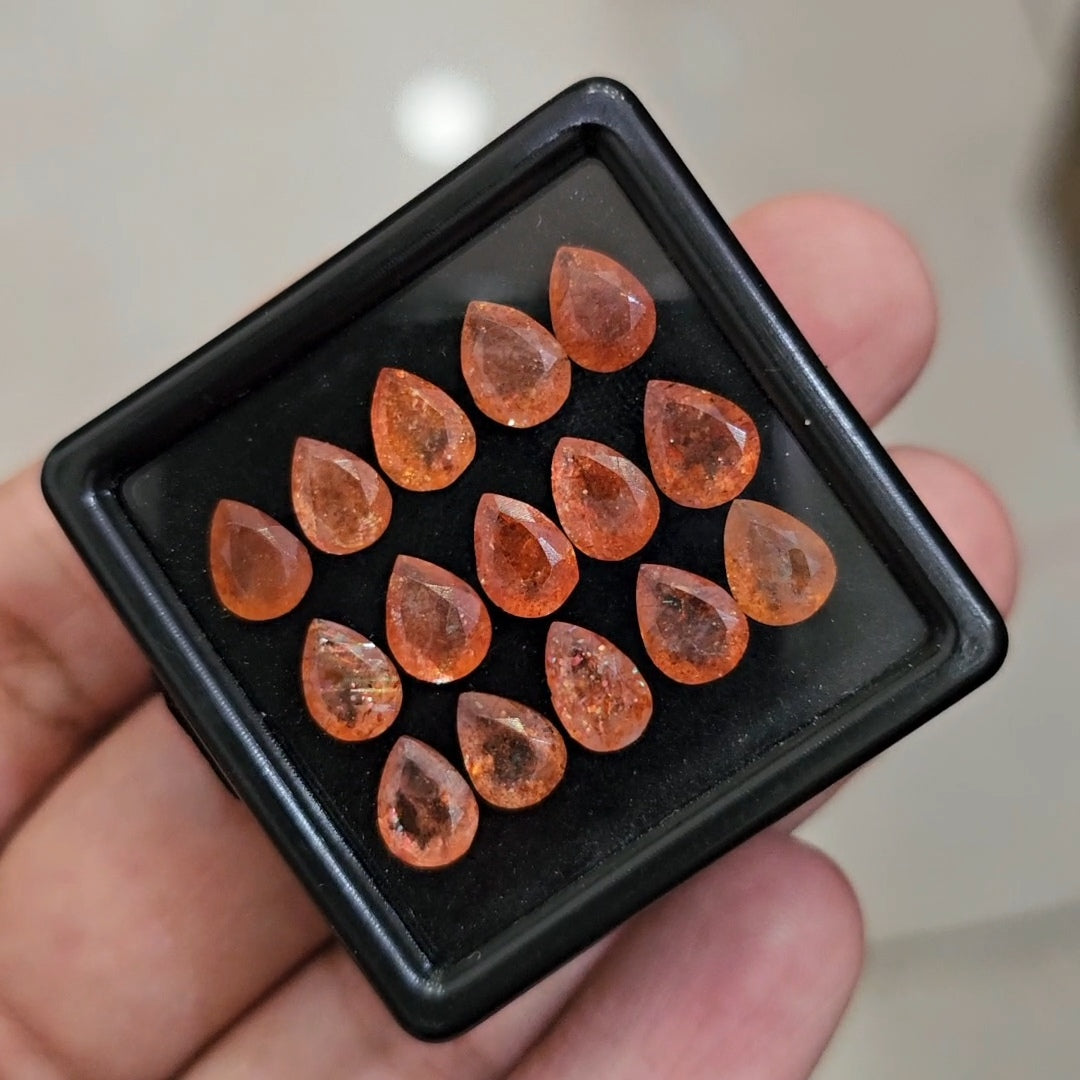 15Pcs Natural Sunstone Faceted | Pear  | Size: 7x5mm