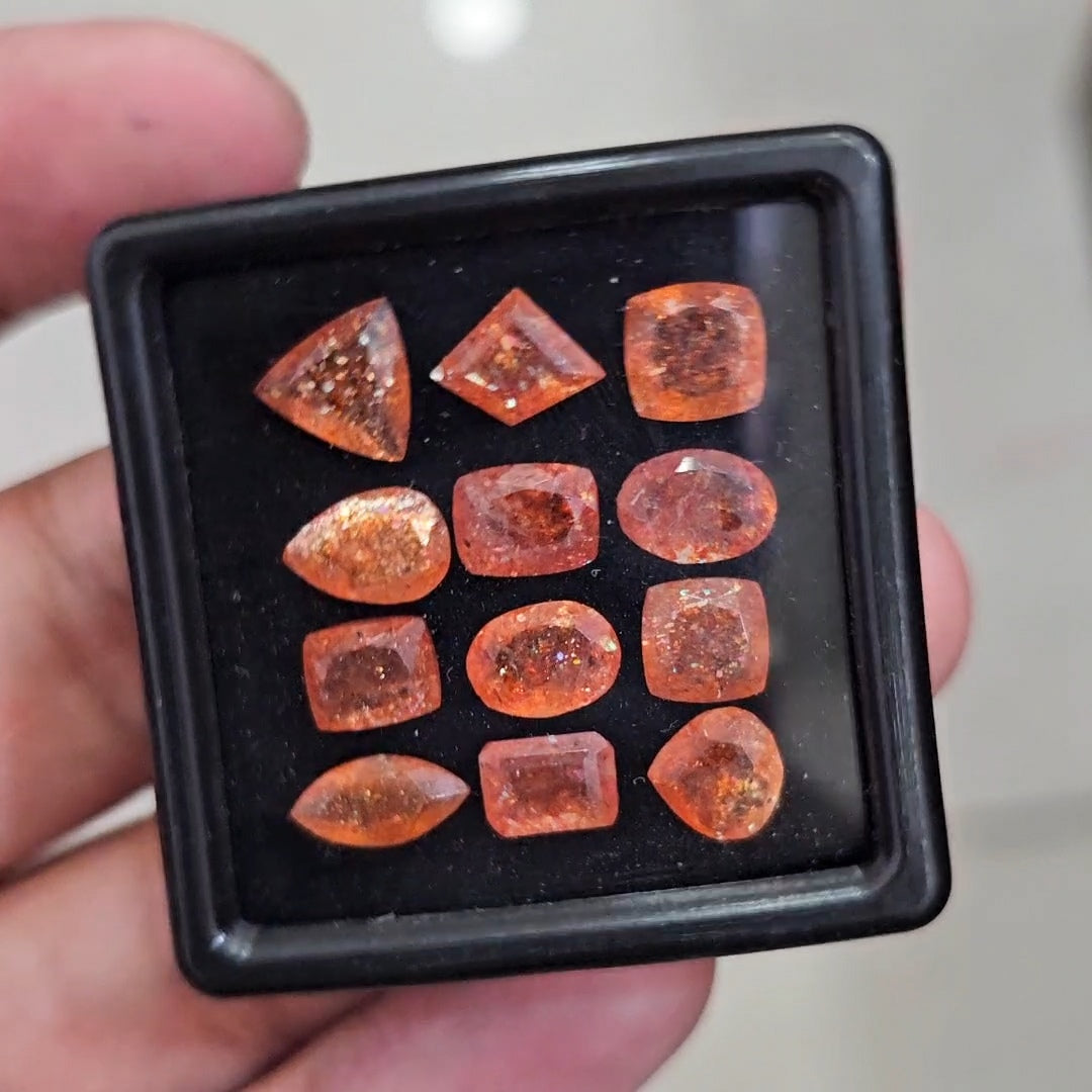 12Pcs Natural Sunstone Faceted | Mix Shape | Size: 7-10mm