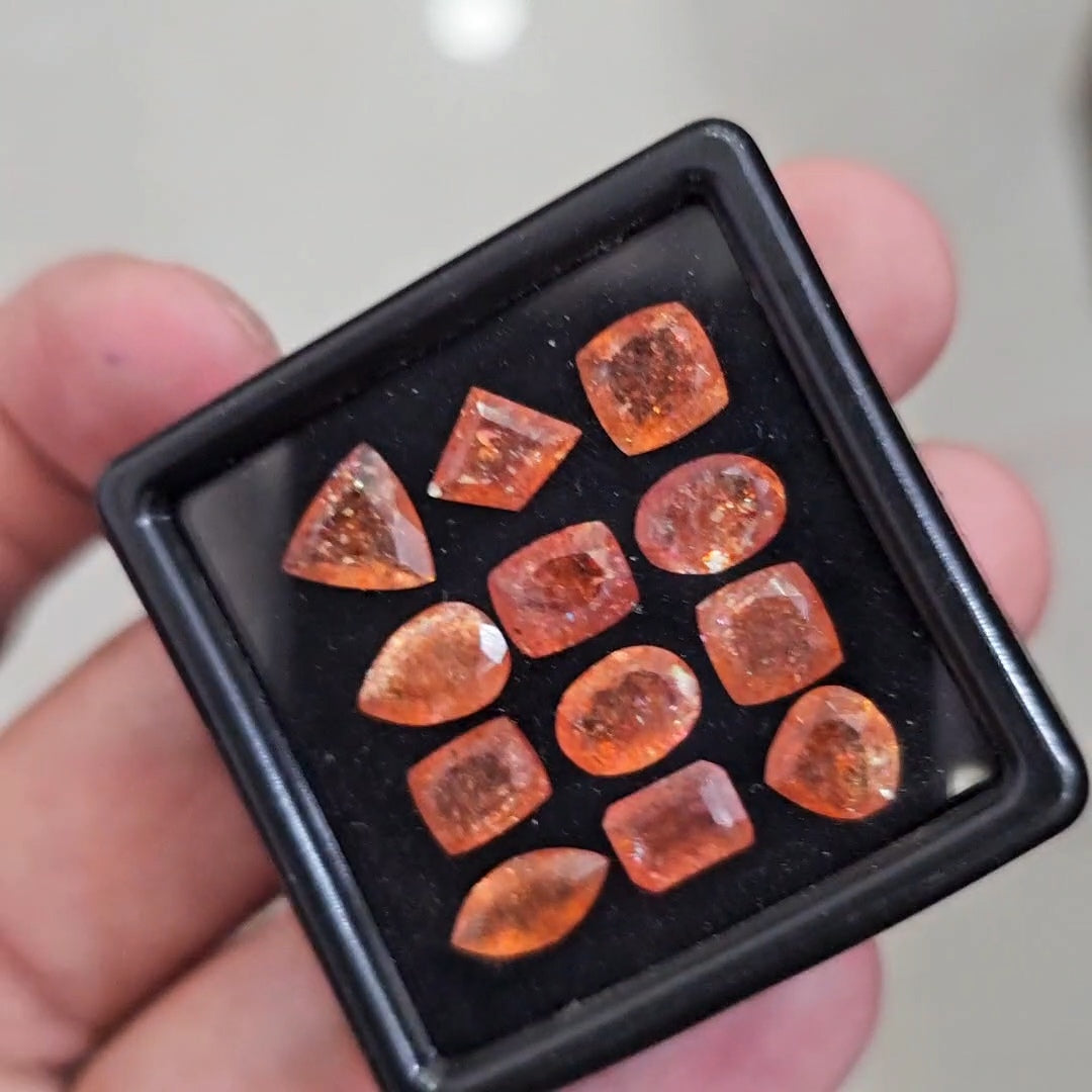 12Pcs Natural Sunstone Faceted | Mix Shape | Size: 7-10mm
