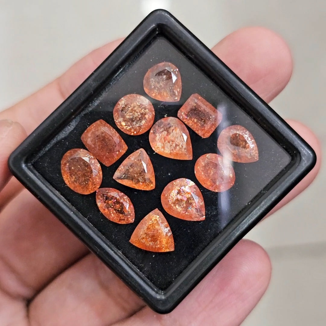 12Pcs Natural Sunstone Faceted | Mix Shape | Size: 8-10mm