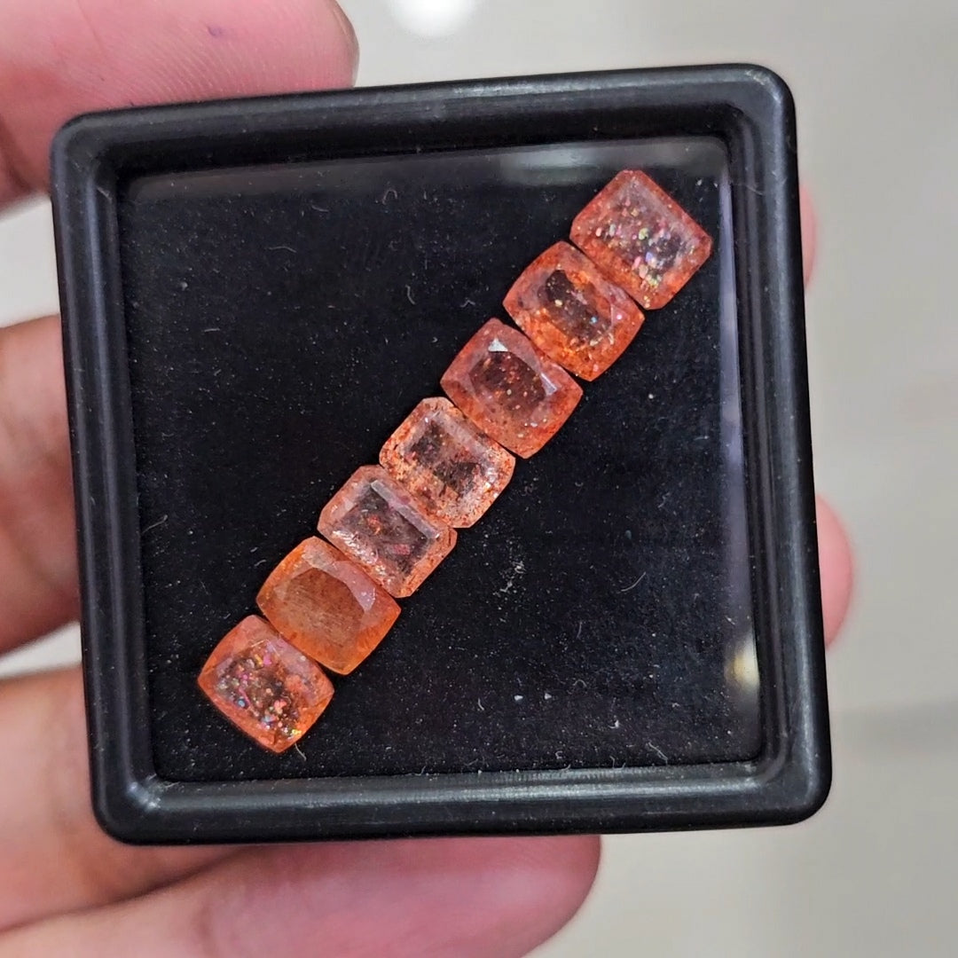 7Pcs Natural Sunstone Faceted | Rectangle | Size: 7x5mm