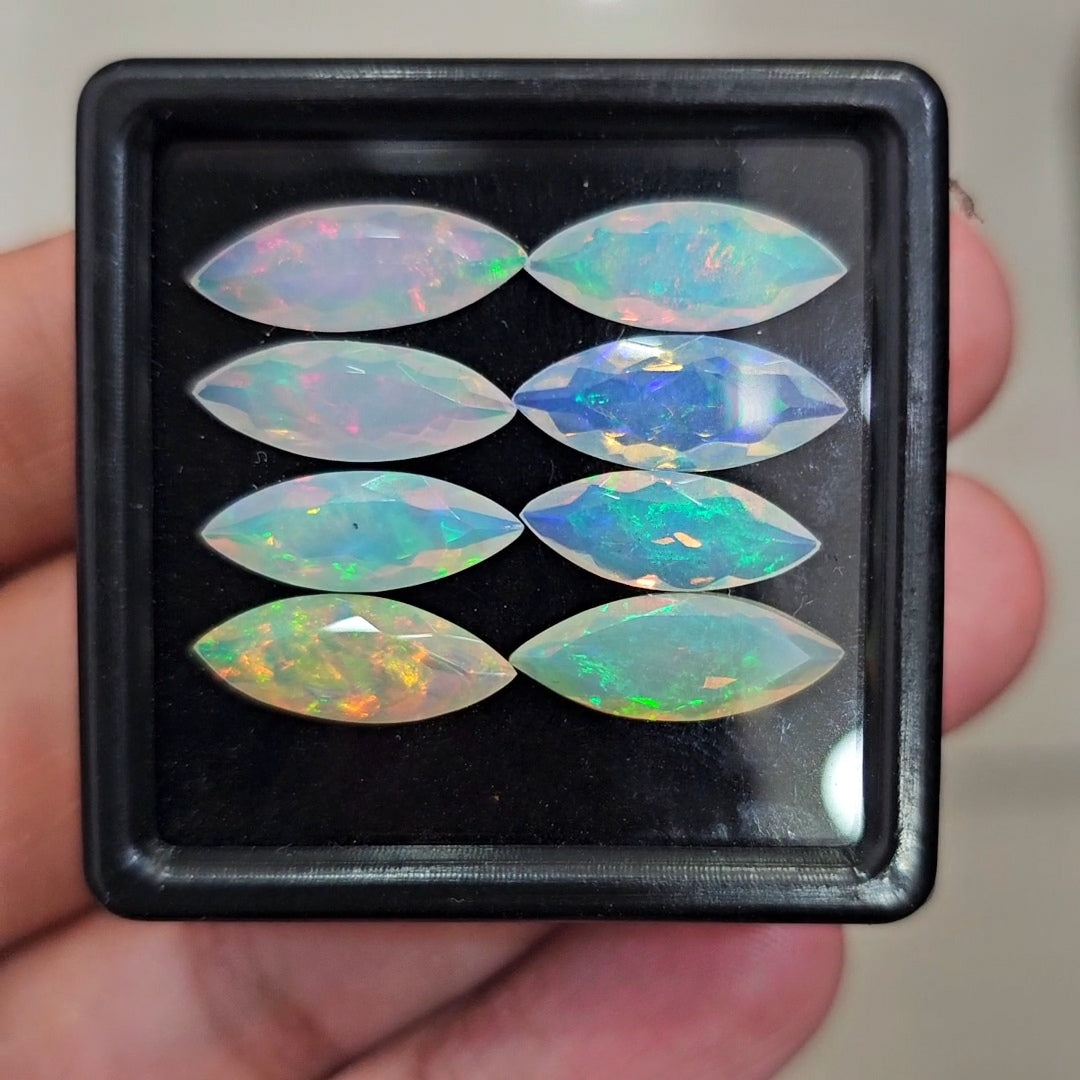 8Pcs Natural Ethiopian Opal Faceted | Marquise | 14-16mm