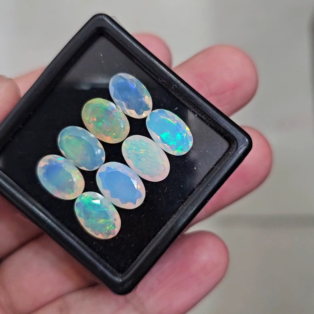 8Pcs Natural Ethiopian Opal Faceted | Oval | 11x7mm