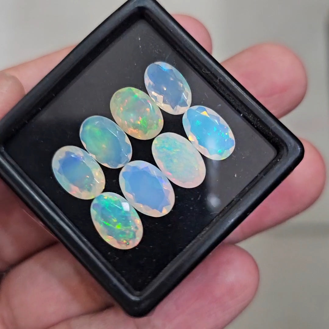 8Pcs Natural Ethiopian Opal Faceted | Oval | 11x7mm