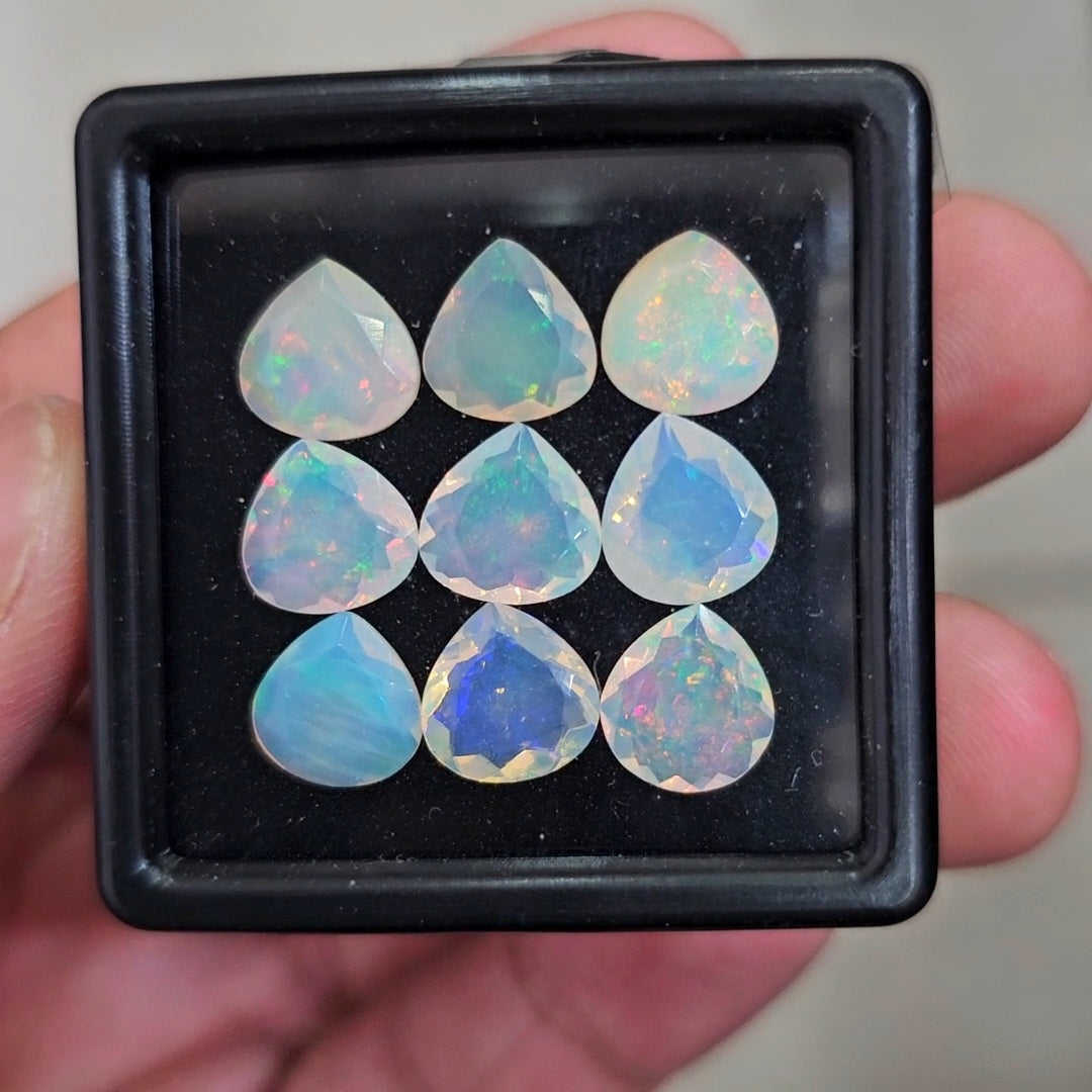 9Pcs Natural Ethiopian Opal Faceted | Teardrop | 9mm